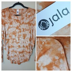 JALA Flow Top M Long Sleeve Tiedye Soft Stretch Jersey Yoga Orange /Cream $108